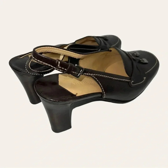 ANTONIO MELANI‎ CLOSED TOE HEELS BLOCKED HEEL STRAP AROUND ANKLE SIZE 6.5 - Picture 8 of 12